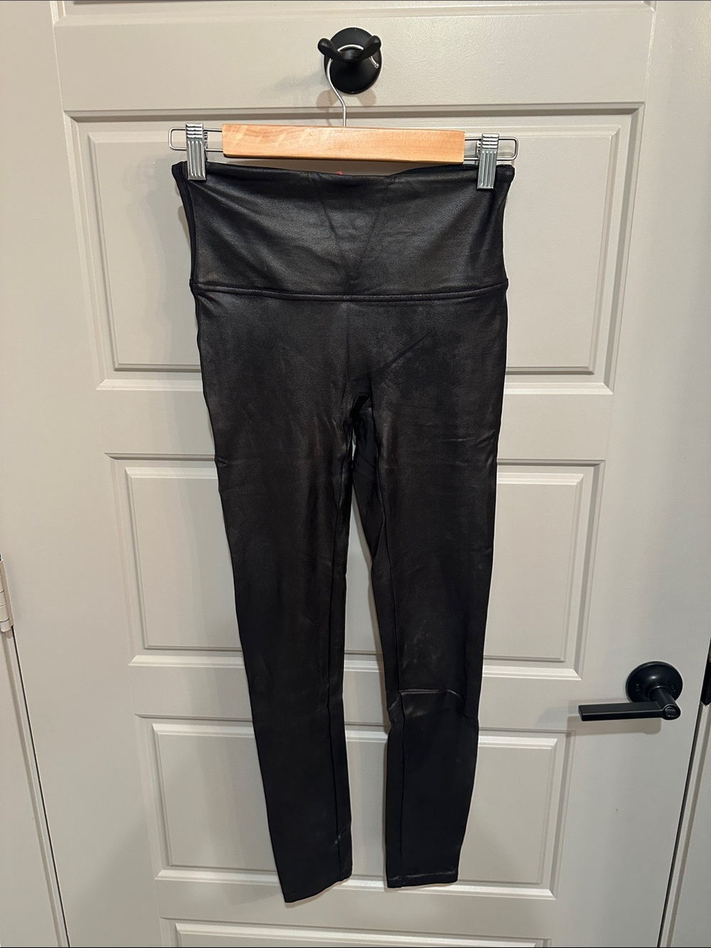 SPANX Black Faux Leather High-Rise Leggings